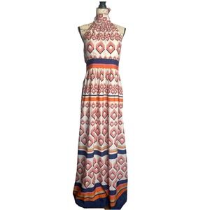 Eliza J Maxi Dress Womens Size 12 Halter Fit & Flare Lined Cups Side Zip‎ Boho